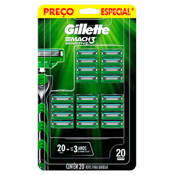 Carga para Aparelho de Barbear Gillette Mach3 Sensitive 20 unidades