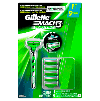 Aparelho de Barbear Gillette Mach3 Sensitive + 9 cargas