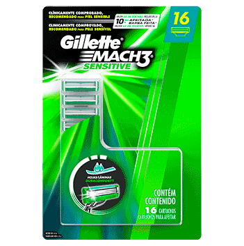 Carga para Aparelho de Barbear Gillette Mach3 Sensitive 16 unidades