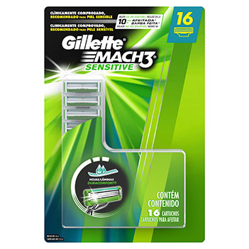 Refil com 16 Gillette Mach3 Sensitive