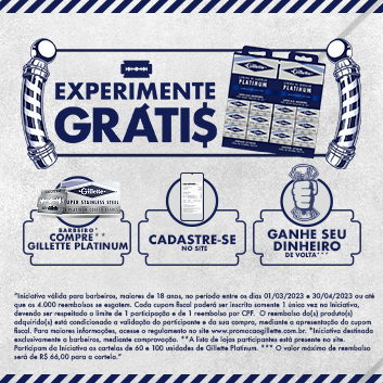Experimente Grátis Gillette Platinum
