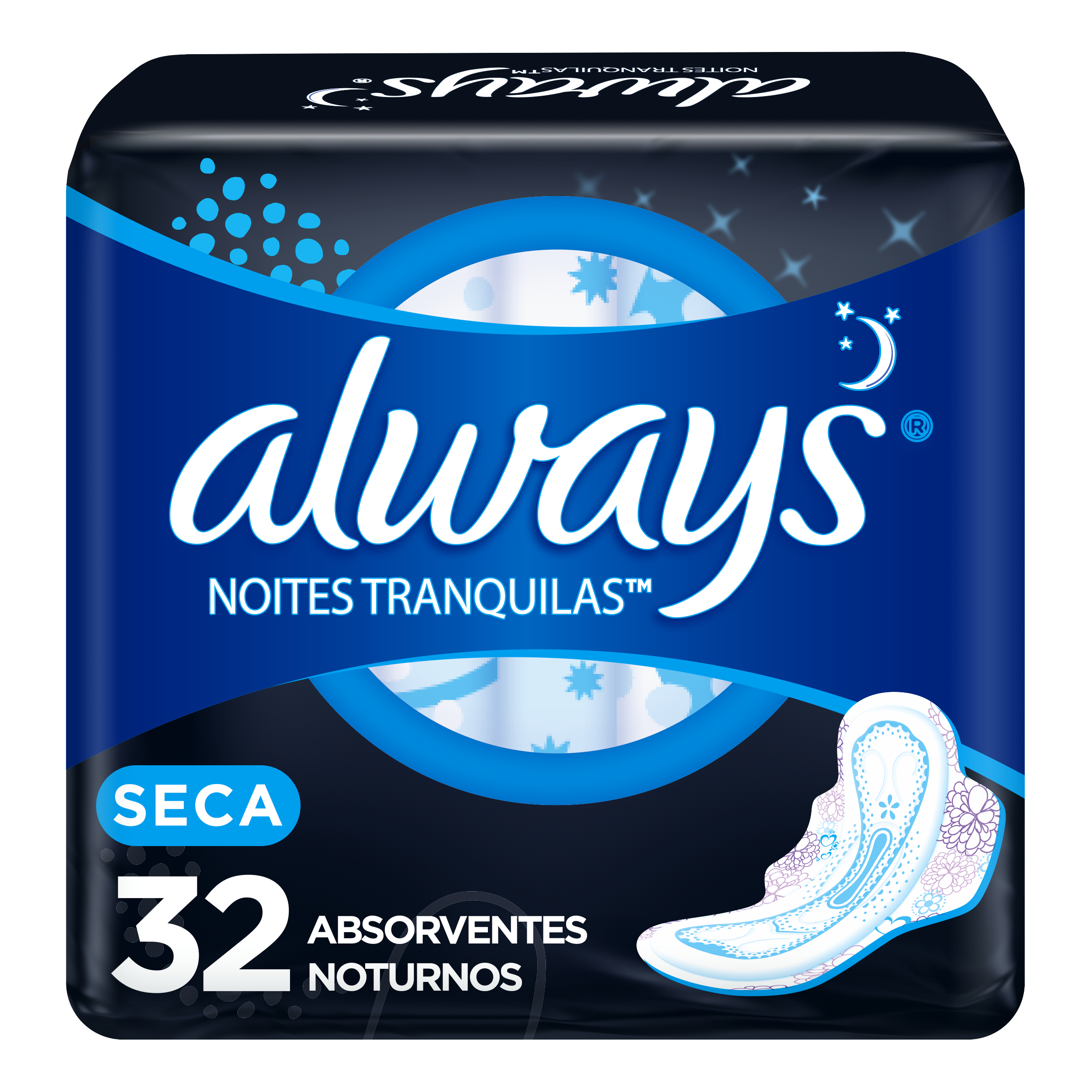 Absorvente Always Noites Tranquilas Suave com Abas - 32 unidades, multi-color