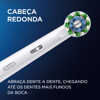 Escovas elétricas tem a sua cabeça redonda para abraçar melhor os dentes